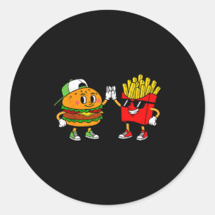 Funny Hamburger French Fries Combo Snacks Fast Foo Classic Round Sticker