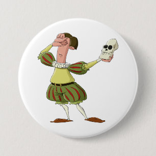 Funny Hamlet Shakespeare Actor Holding Skull 3 Inch Round Button