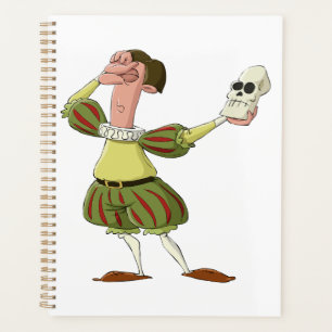 Funny Hamlet Shakespeare Actor Holding Skull Planner