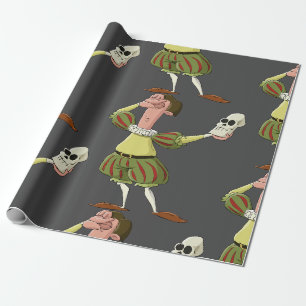 Funny Hamlet Shakespeare Actor Holding Skull Wrapping Paper