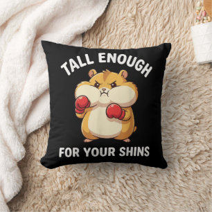 Funny Hamster Boxing Tall Enough for Your Shins  Throw Pillow