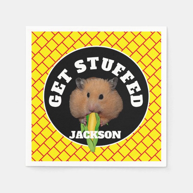Funny Hamster "Get Stuffed"  Napkin (Front)