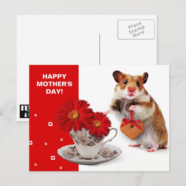 Funny Hamster Mother's Day Customizable Postcards (Front/Back)