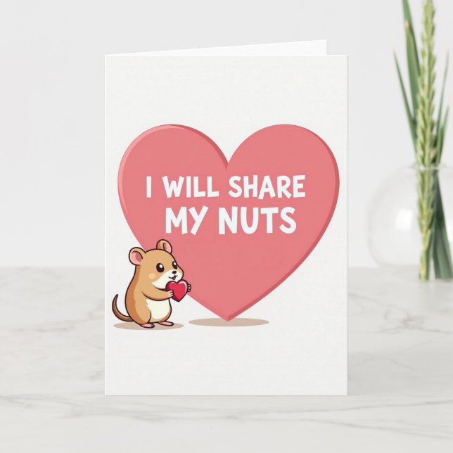 Funny Hamster Nuts Sharing Card (Front)