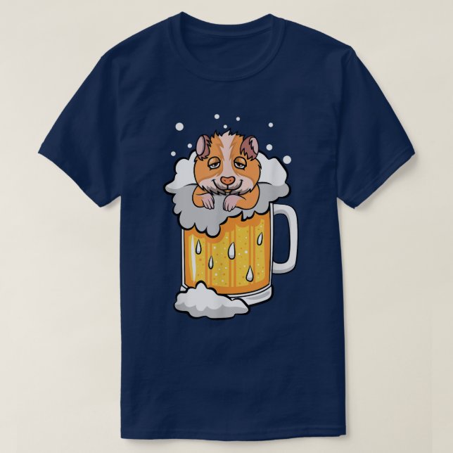 Funny Hamster Pet drunk in Beer  T-Shirt (Design Front)