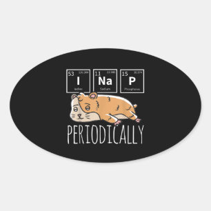 Funny Hamster Study Science Oval Sticker