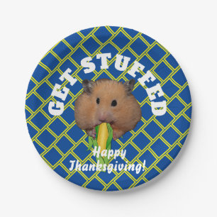Funny Hamster Thanksgiving Paper Plate