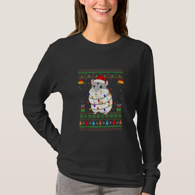 Funny Hamster Tree Lights Ugly Sweater Christmas A (Front)