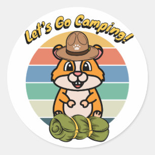 Funny Hamster wants to go camping Classic Round Sticker
