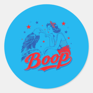 Funny Hand Boop Nose Girl Eagle Funny Patriotic Classic Round Sticker