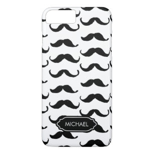Funny Hand drawn Black white moustache personalise Case-Mate iPhone Case