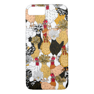 Funny Hand Drawn Cartoon Chickens Case-Mate iPhone Case
