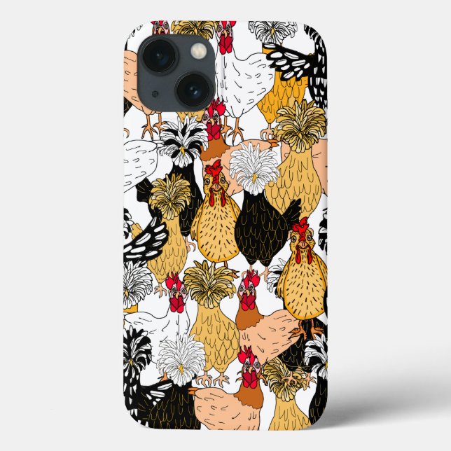 Funny Hand Drawn Cartoon Chickens Case-Mate iPhone Case (Back)
