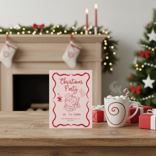 Funny Hand-Drawn Doodle Christmas Party Postcard