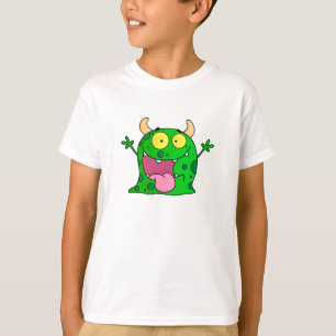 Funny Hand Drawn Green Monster Cartoon Art T-Shirt