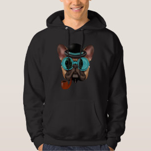 Funny Hand Drawn Pug With Glasses And a Hat Classi Hoodie