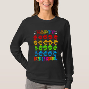 Funny Hand Happy 100 Days Of School Teacher & Stud T-Shirt