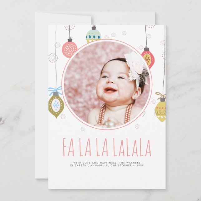 Funny Hand-Lettered Fa La La Christmas Photo Holiday Card (Front)