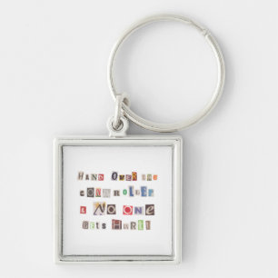 Funny Hand Over the Controller Ransom Note Collage Keychain