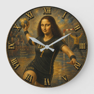 Funny Handball Mona Lisa Handball Player Gift  Large Clock