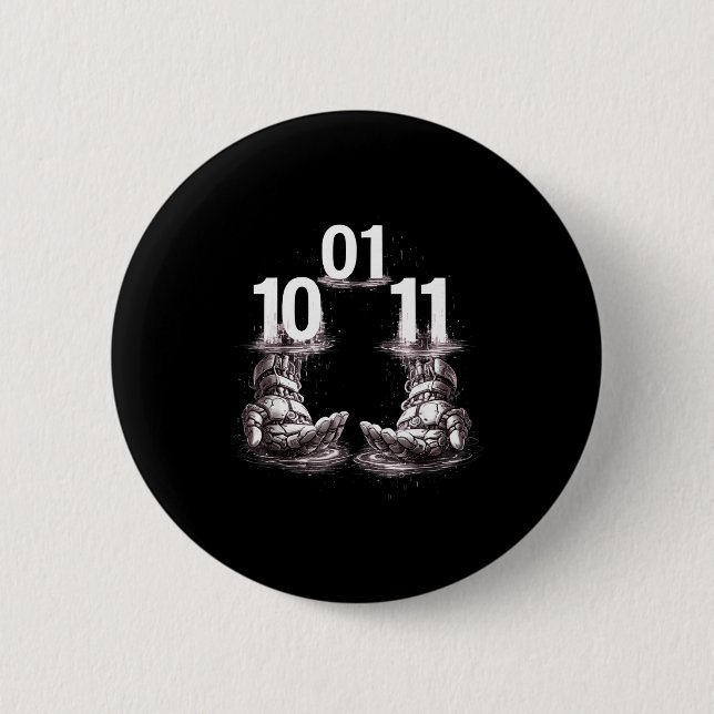 Funny hands robot 01 10 11 robo  2 inch round button (Front)