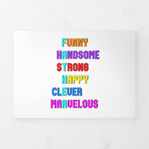 Funny Handsome Strong Daddy Dad Happy Fathers Day Tri-Fold Holiday Card