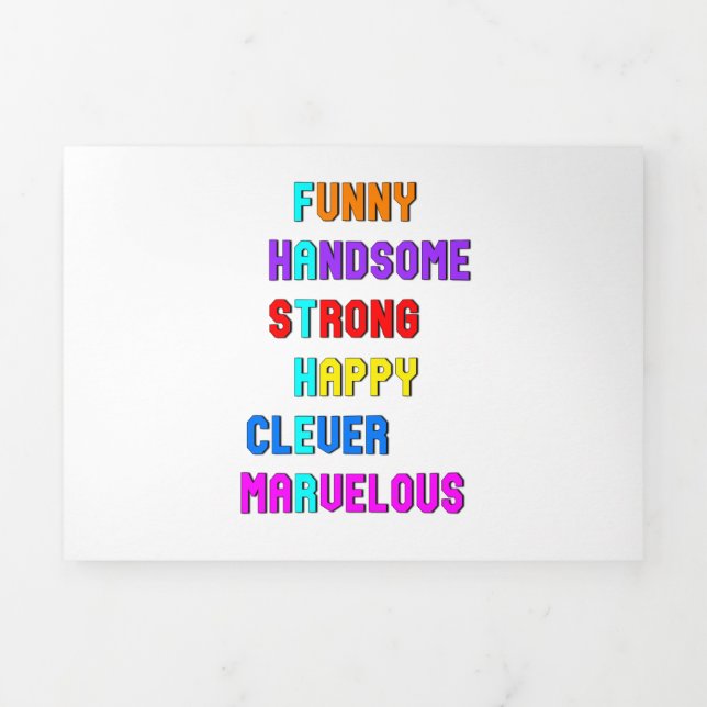 Funny Handsome Strong Daddy Dad Happy Fathers Day Tri-Fold Holiday Card (Cover)