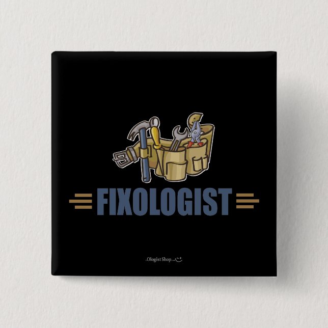 Funny Handyman 2 Inch Square Button (Front)