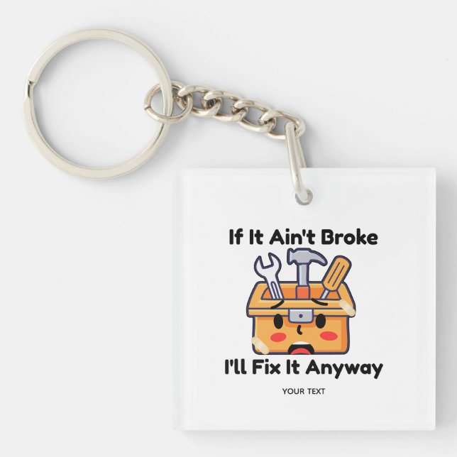 Funny Handyman Tool Box Dad Joke Personalized Keychain (Front)