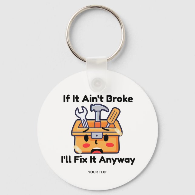 Funny Handyman Tool Box Dad Joke Personalized Keychain (Front)