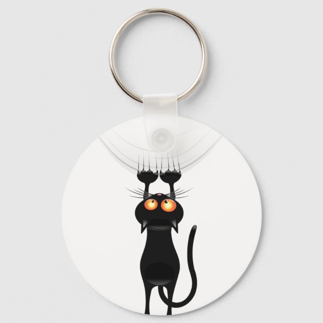 Funny Hang On Cat Keychain (Front)
