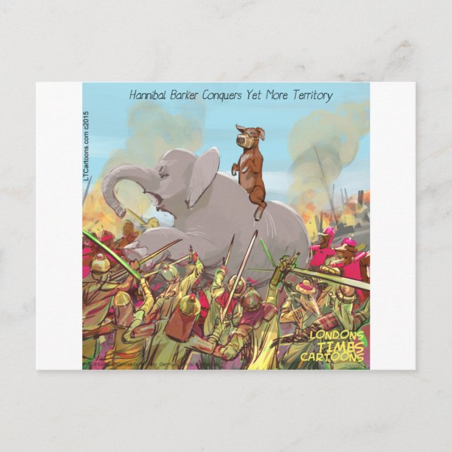 Funny Hannibal Barca Conquers Land Postcard (Front)