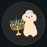Funny Hanukkah Chanukah Poodle Dog Lover Menorah Classic Round Sticker<br><div class="desc">Funny Hanukkah Chanukah Poodle Dog Lover Menorah</div>