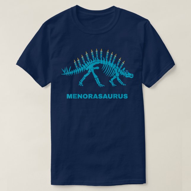 Funny Hanukkah Dinosaur Stegosaurus Dino Menorah B T-Shirt (Design Front)