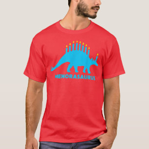 Funny Hanukkah Dinosaur Stegosaurus Dino Menorah T-Shirt