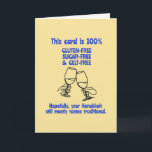 Funny Hanukkah Gluten-free Joke Card<br><div class="desc">If your Jewish loved one has IBS or is on a FODMAP diet (again) they'll get a giggle out of this card. Let's toast to being flexible about following traditions.</div>
