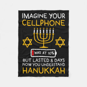 Funny Hanukkah Imagine Your Cellphone Chanukah Jew Fleece Blanket