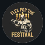 Funny Hanukkah Jewish Gym Workout Flex For The Fes Classic Round Sticker<br><div class="desc">Funny Hanukkah Jewish Gym Workout Flex For The Festival</div>
