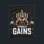Funny Hanukkah Jewish Gym Workout Hannukah Gains  Fleece Blanket<br><div class="desc">Funny Hanukkah Jewish Gym Workout Hannukah Gains</div>