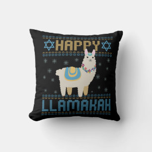 Funny Hanukkah Jewish Holiday Ugly Sweater Humour Throw Pillow