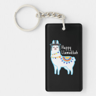 Funny Hanukkah Llama Happy Llamakkah Jewish Keychain