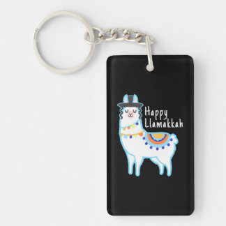 Funny Hanukkah Llama Happy Llamakkah Jewish Keychain
