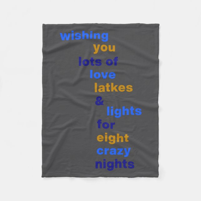 Funny Hanukkah Love Latkes Lights In Blue  Fleece Blanket (Front)