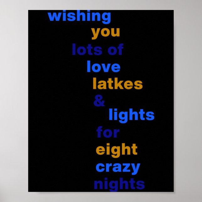 Funny Hanukkah Love Latkes Lights In Blue  Poster (Front)