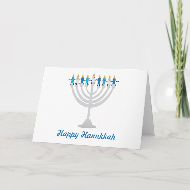 Funny Hanukkah menorah and candles Card (Front)