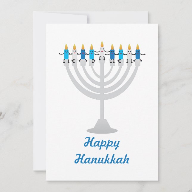 Funny Hanukkah menorah and candles Holiday Card (Front)