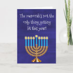 Funny Hanukkah Menorah Holiday Card<br><div class="desc">This design was created from my one-of-a-kind fluid acrylic painting. It may be personalized by clicking the customize button and changing the name, initials or words. You may also change the text colour and style or delete the text for an image only design. Contact me at colorflowcreations@gmail.com if you with...</div>