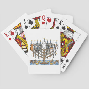 Funny Hanukkah Meowzel Cats Menorah Playing Cards