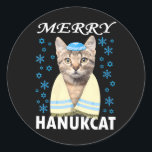 Funny Hanukkah Merry Hanukcat Hanukkah Christmas Classic Round Sticker<br><div class="desc">Funny Hanukkah Merry Hanukcat Hanukkah Christmas</div>