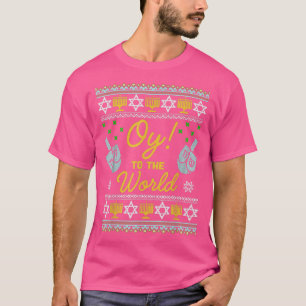 Funny Hanukkah Oy To The World Jewish Holiday  T-Shirt